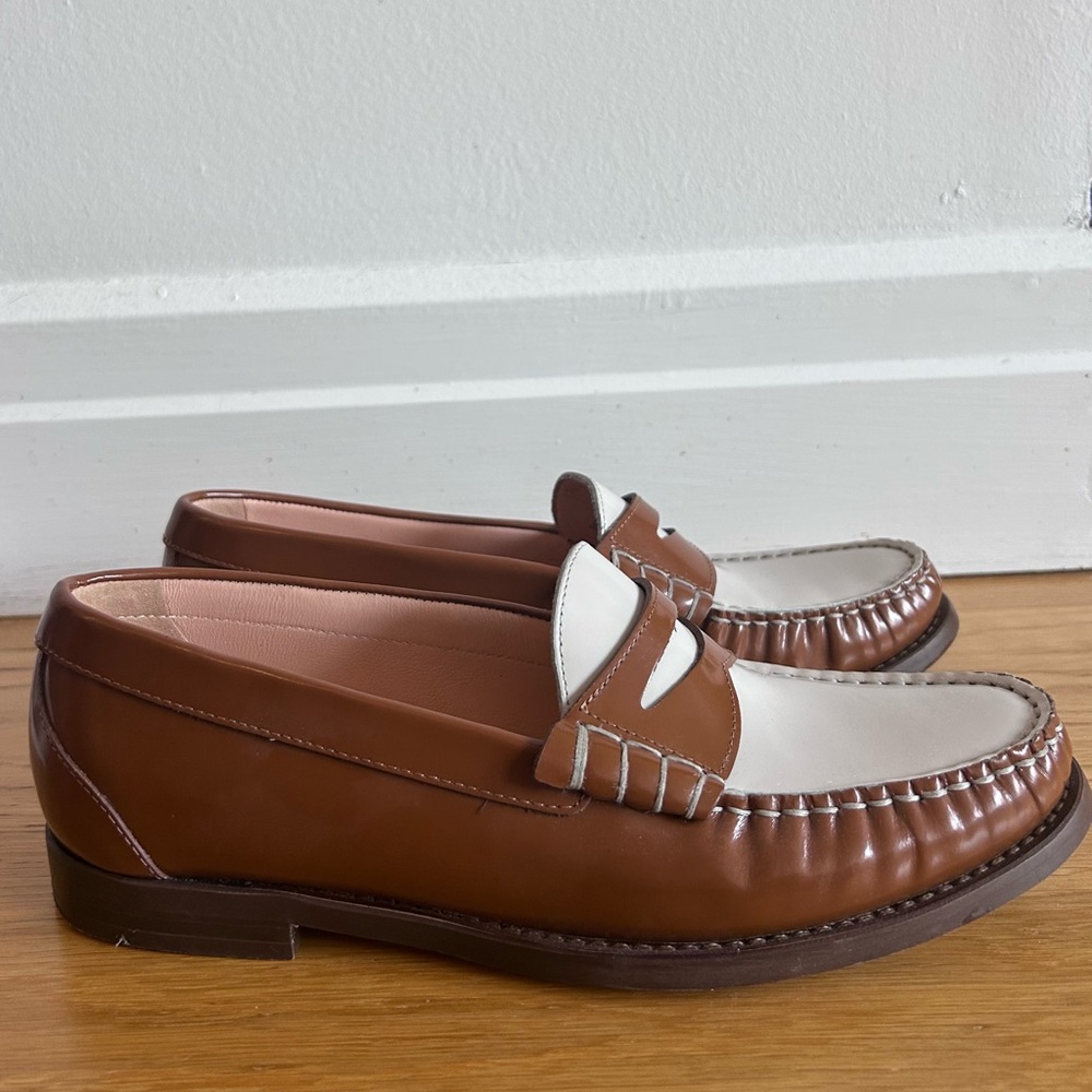 J. Crew Women’s Winona Loafer 8.5 - Hickory and Ivory Spazzo Leather